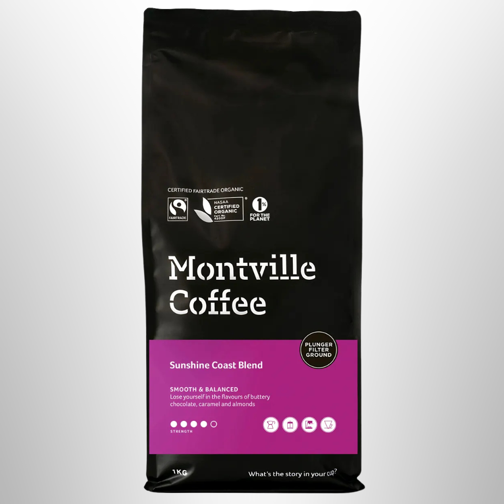 MONTVILLE Ground Plunger Sunshine Coast Coffee Organic 1kg