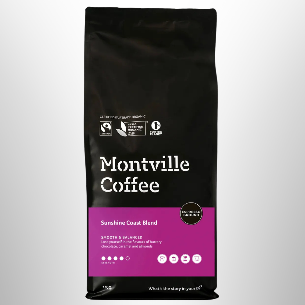 MONTVILLE Ground Espresso Sunshine Coast Coffee Organic 1kg