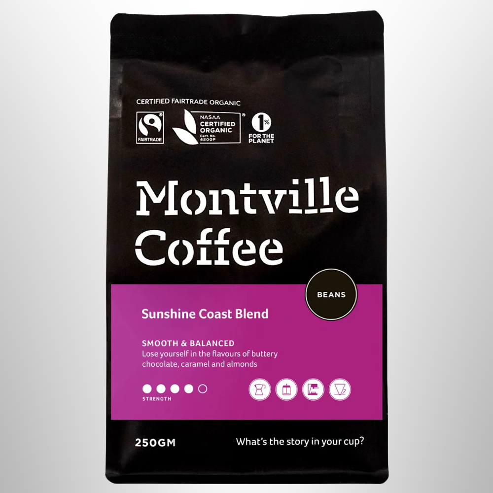 MONTVILLE Beans Sunshine Coast Coffee Organic 250g