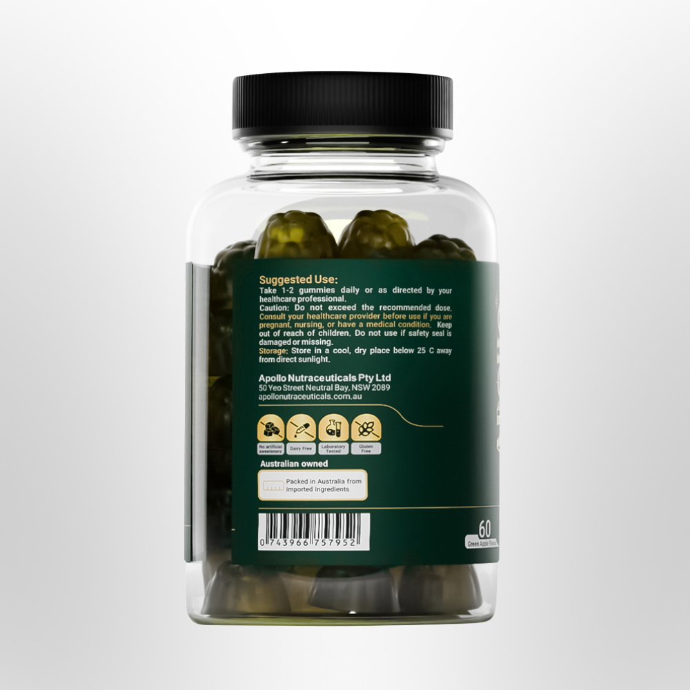 APOLLO Irish Sea Moss Gummies Green Apple 60 Pack