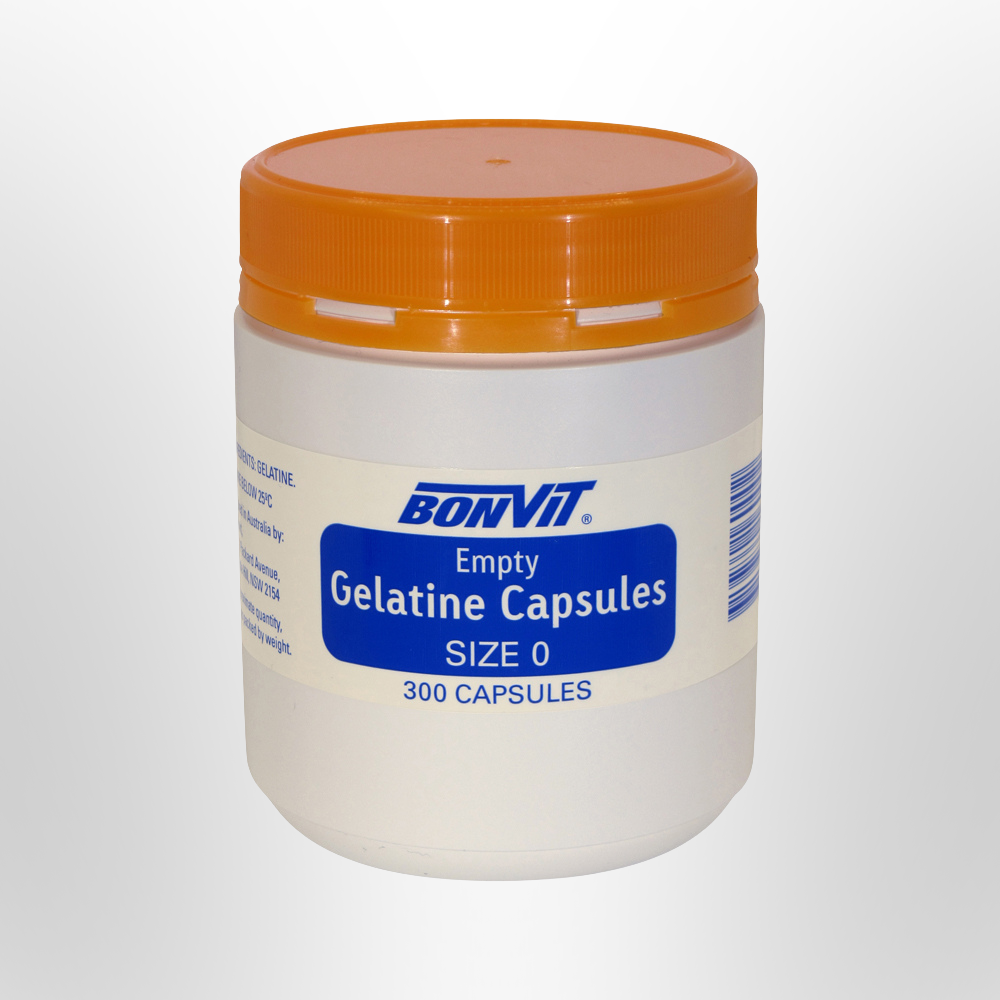 BONVIT Empty Gelatine Capsules 300 Caps Size 0