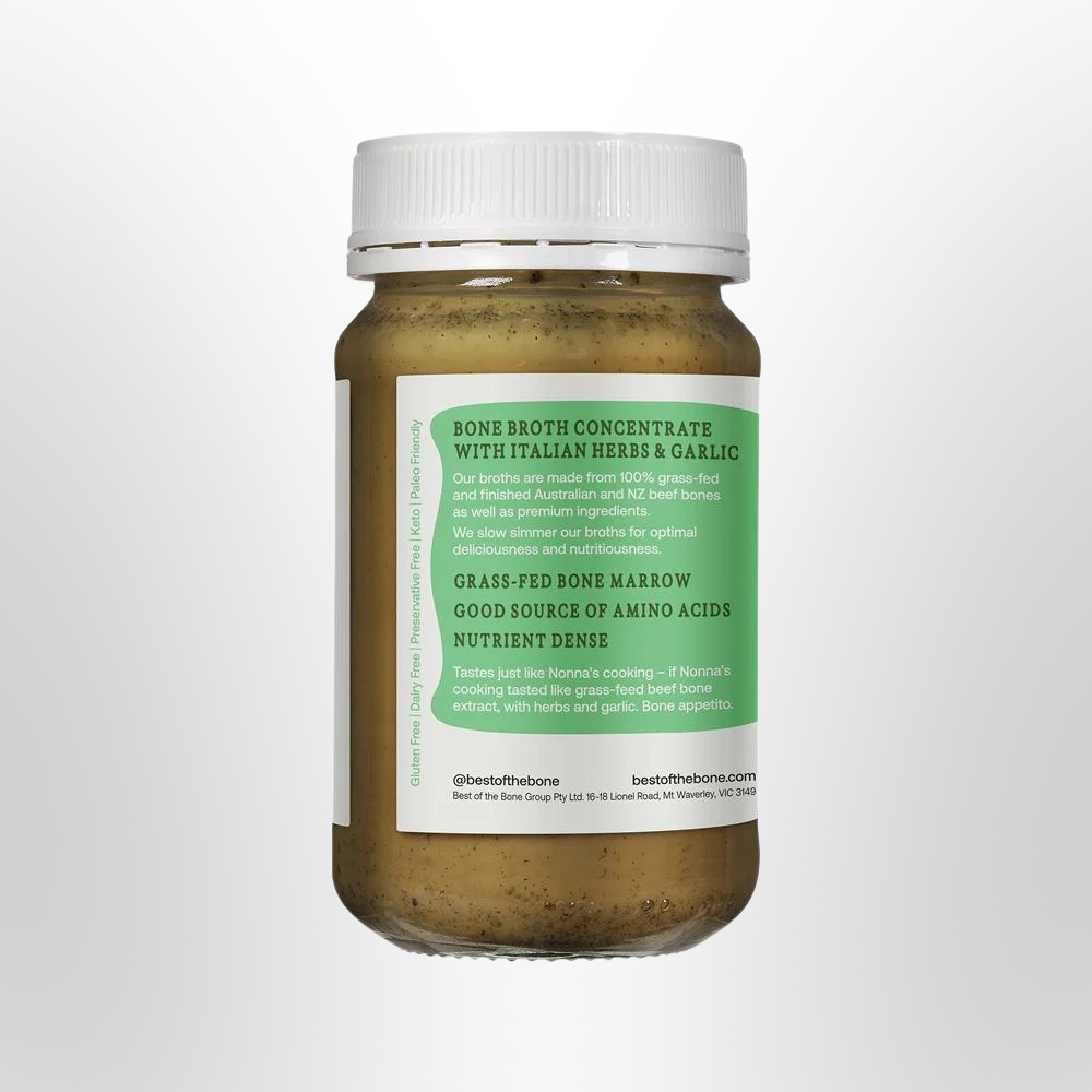 BOTB Beef Bone Broth Concentrate Italian Herbs & Garlic 390g