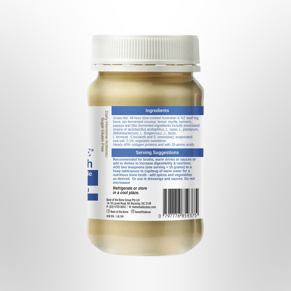 BOTB Beef Bone Broth Concentrate Probiotic Coconut & Lemon Myrtle 390g