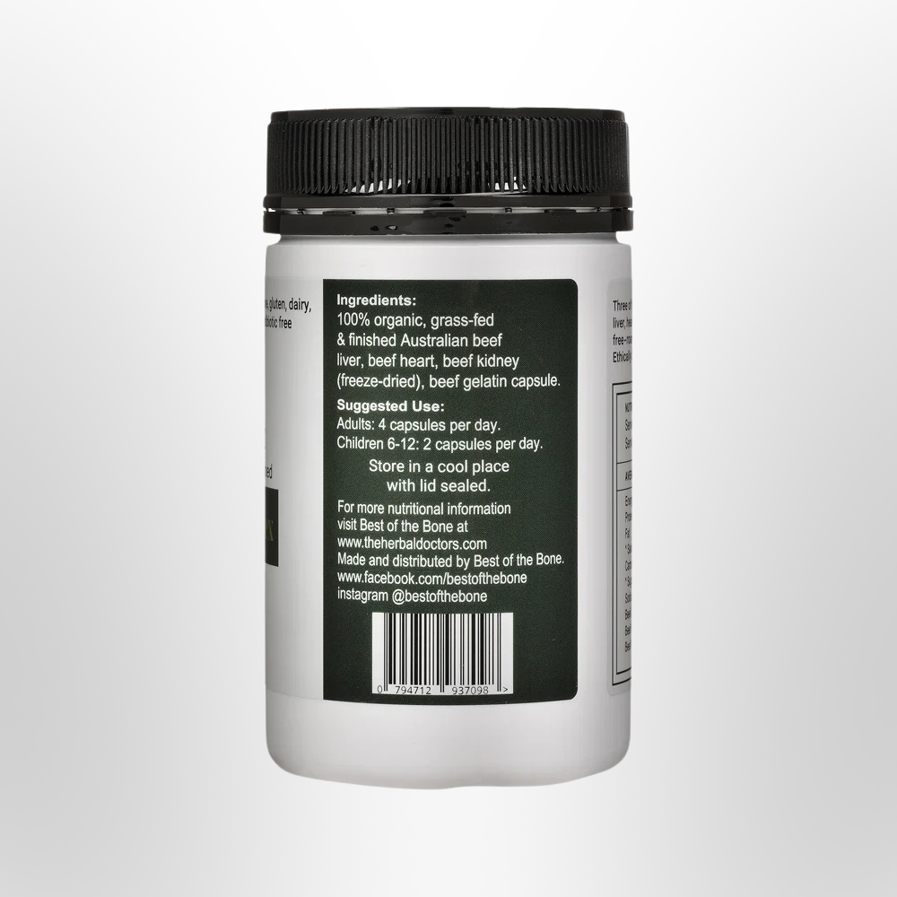 BOTB Beef Organ Complex Liver Heart & Kidney Organic 160 Caps