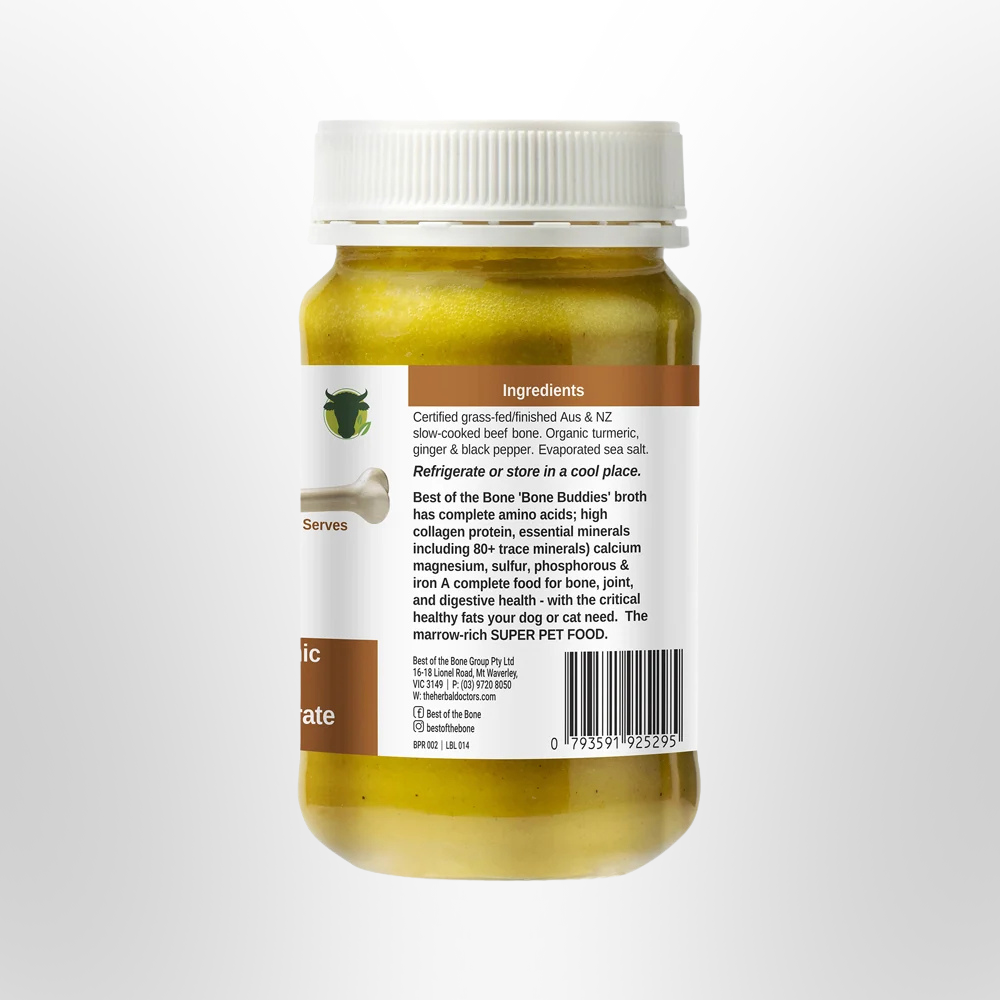 BOTB Bone Buddies Pet Bone Broth Beef Concentrate with Organic Turmeric-Ginger 375g
