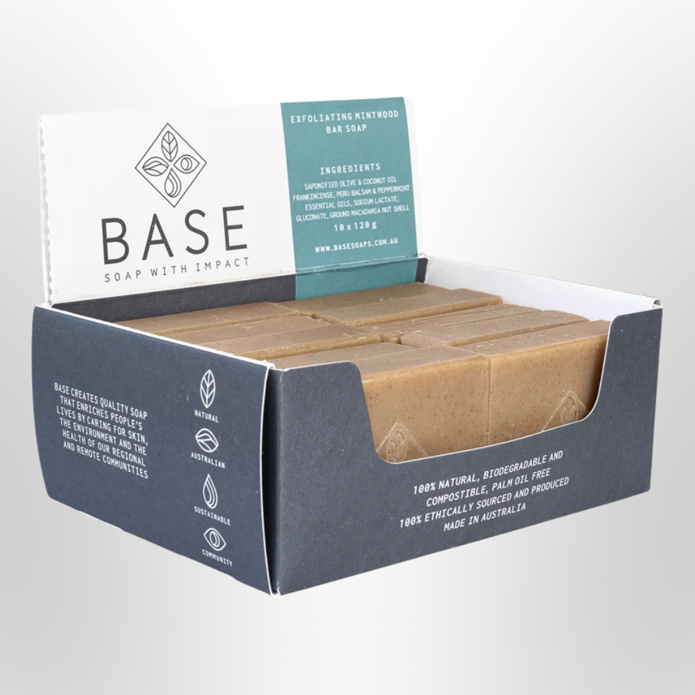 BASE Raw Soap Bar Exfoliating Mintwood 120g