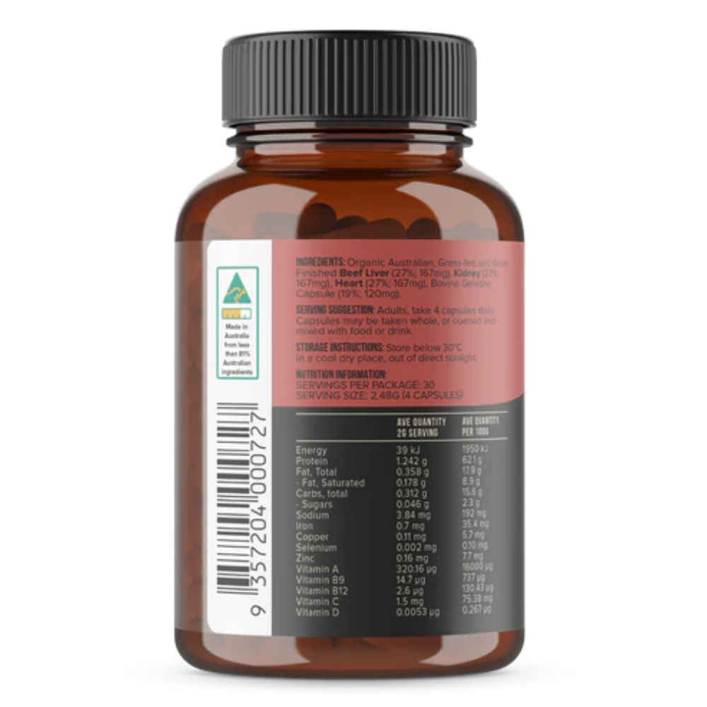 CHIEF Beef Liver Heart & Kidney 120 Caps Organic