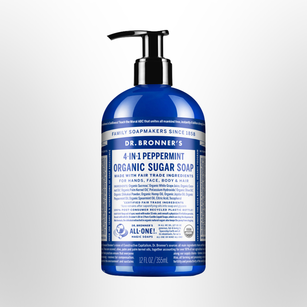 DR BRONNERS Organic Sugar Soap Peppermint Pump 355ml