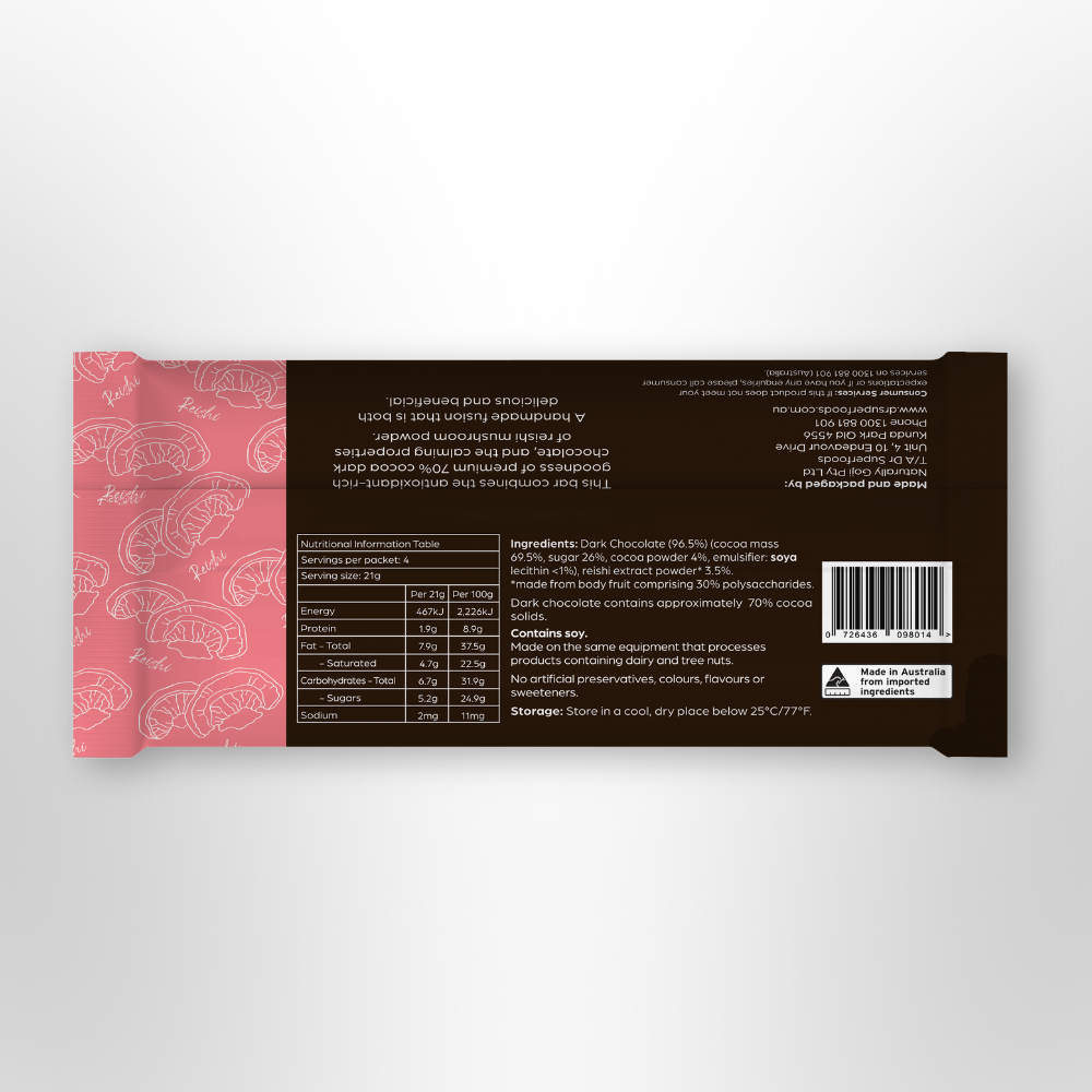 DR SUPERFOODS Dark Chocolate Bar Calm & Restful REISHI 85g
