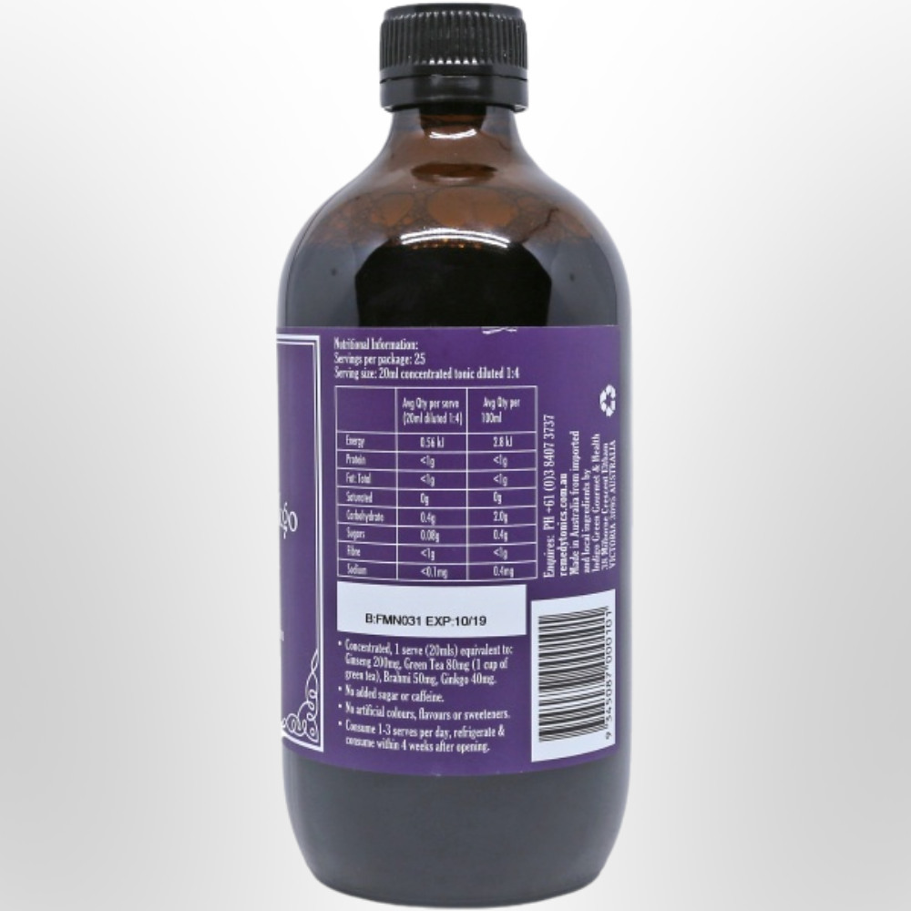 NATURAL REMEDY TONICS Ginseng Ginkgo and Brahmi 500ml
