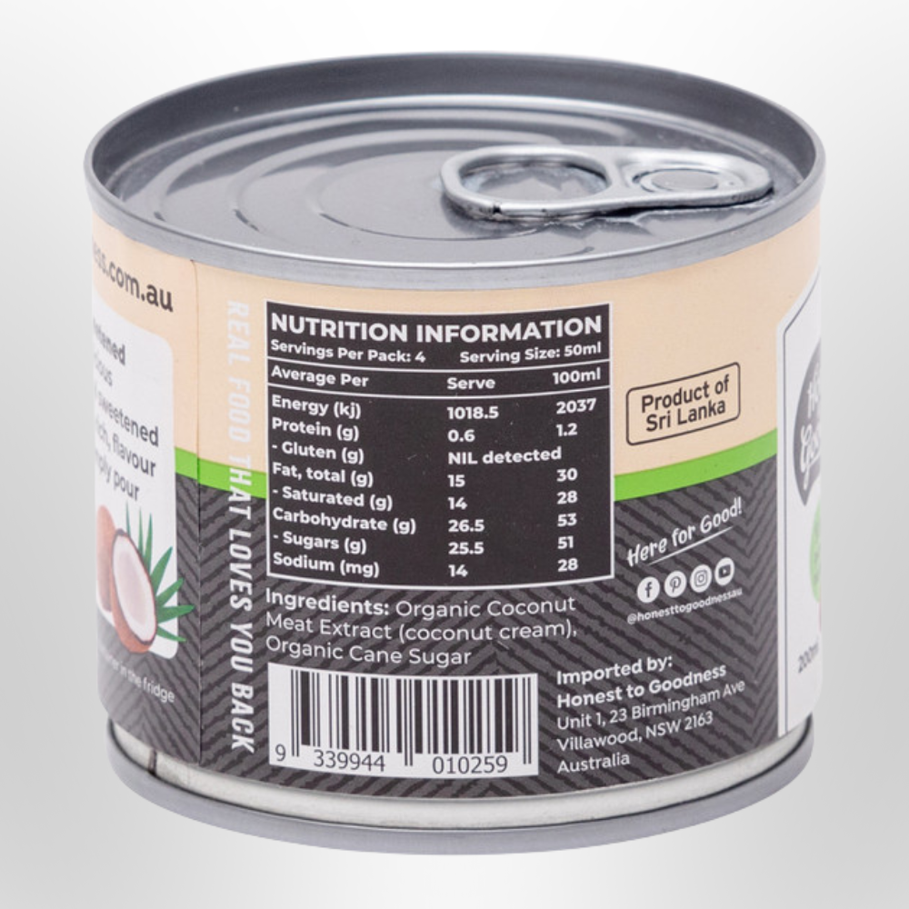 H2G Sweetened Condensed Coconut Milk Organic 200ml
