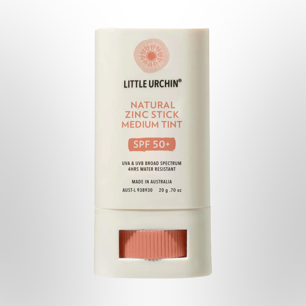 LITTLE URCHIN Natural Sunscreen SPF 50 Zinc Stick Medium Tint 20g