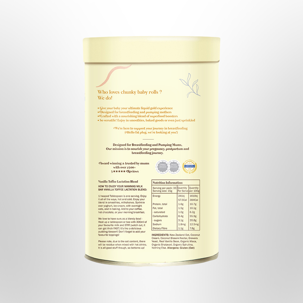 MAMMAS MILK BAR Lactation Support Blend Vanilla Toffee 500g