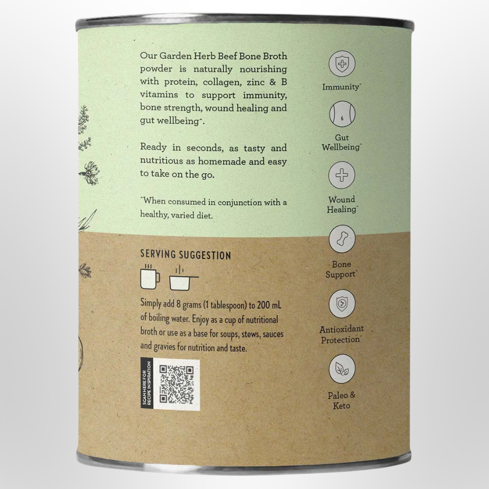 NUTRA ORGANICS Garden Herb Beef Bone Broth Powder 125g