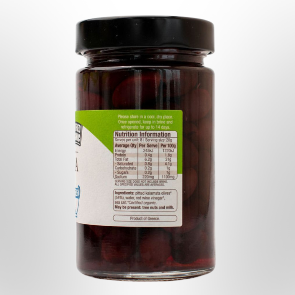 ABSOLUTE ORGANIC Greek Kalamata Olives - Pitted Organic 295g
