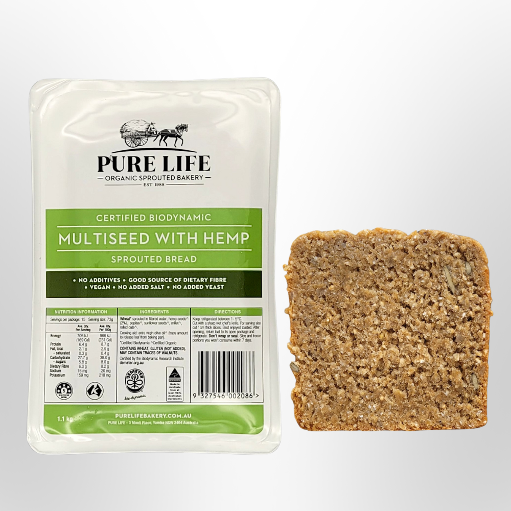 PLB Multiseed with Hemp Biodynamic Sprouted Bread 1.1kg PURE LIFE BAKERY