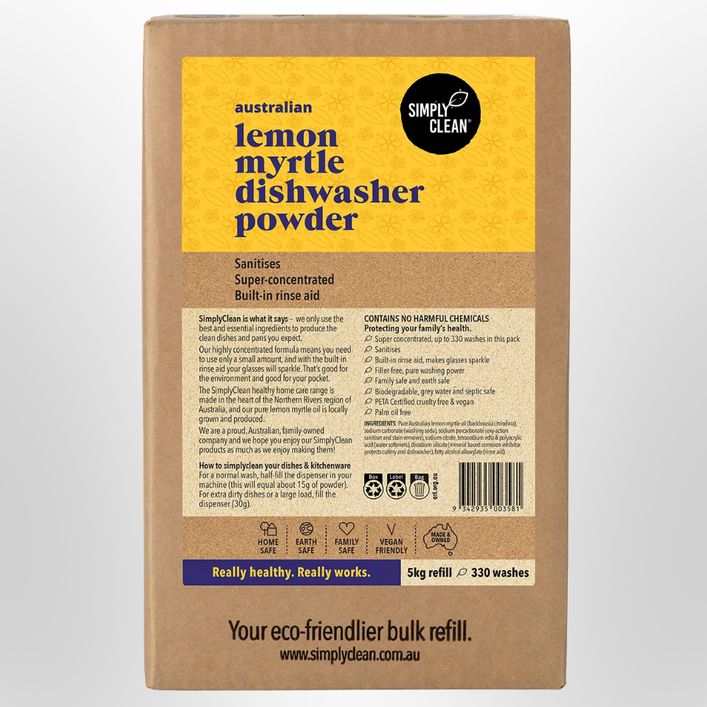 SIMPLY CLEAN Dishwasher Powder Lemon Myrtle 5kg Box