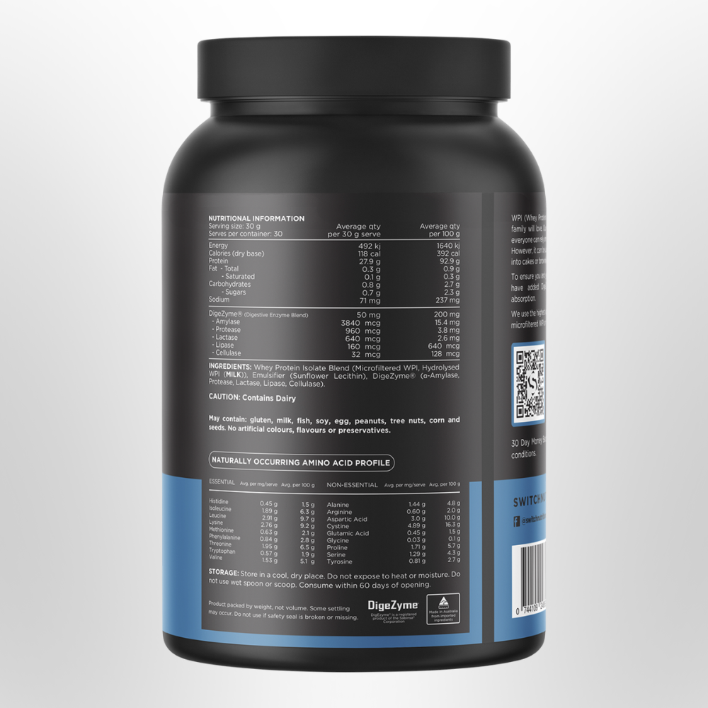 SWITCH NUTRITION WPI Premium Whey Protein Isolate Unflavoured 900g