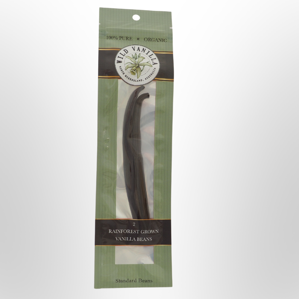 2 X Rainforest Grown Vanilla Beans Standard - WILD VANILLA