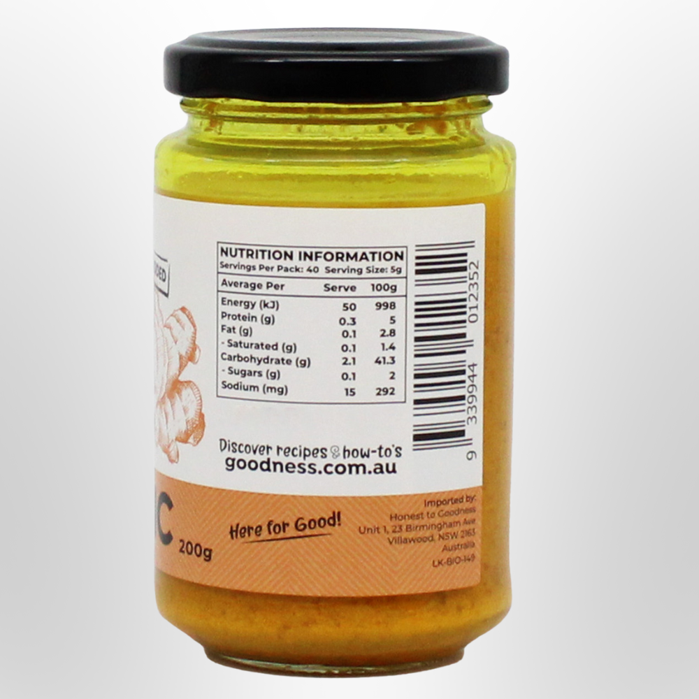Turmeric Paste 200g Organic HONEST TO GOODNESS