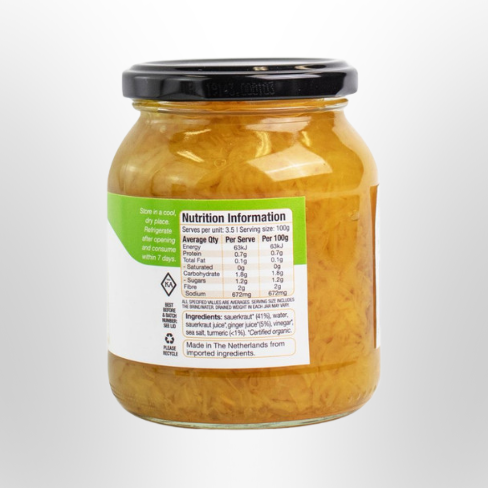 ABSOLUTE ORGANIC Ginger & Turmeric Sauerkraut 350g