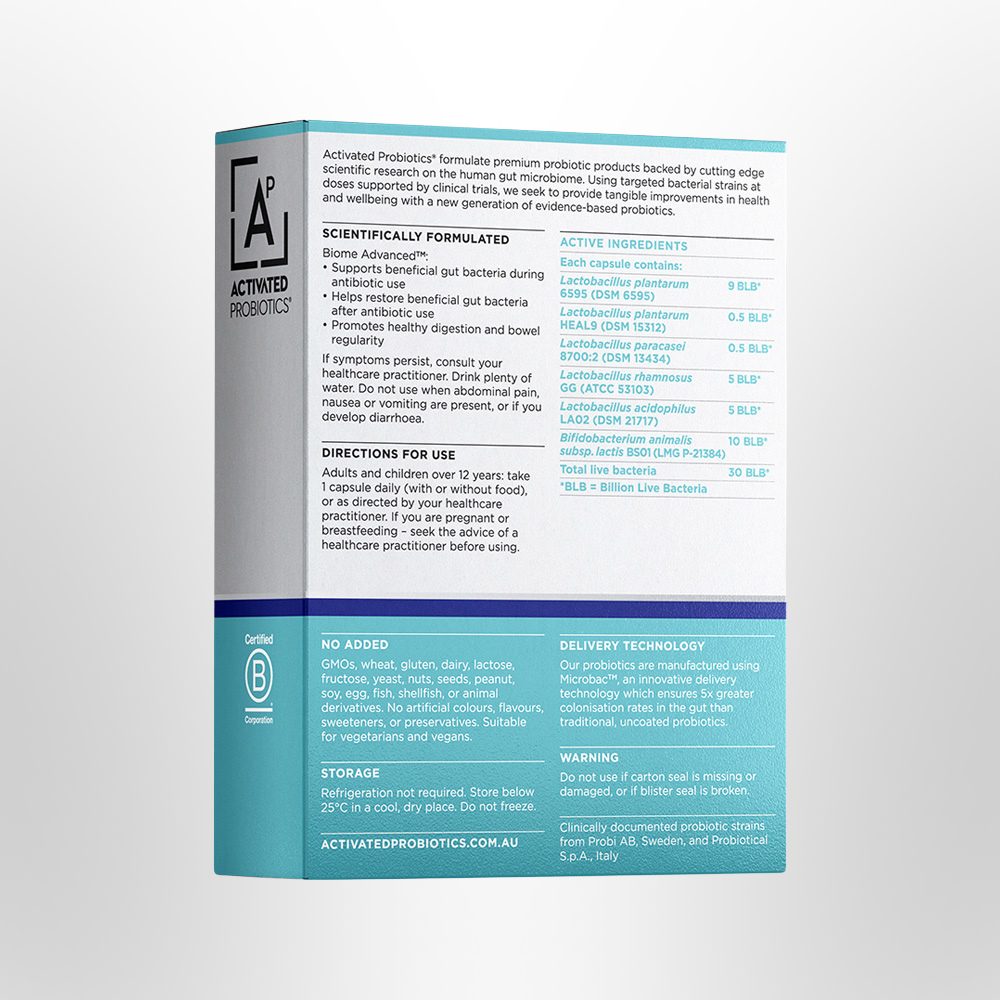 ACTIVATED PROBIOTICS Biome Advanced Probiotic 30 Caps