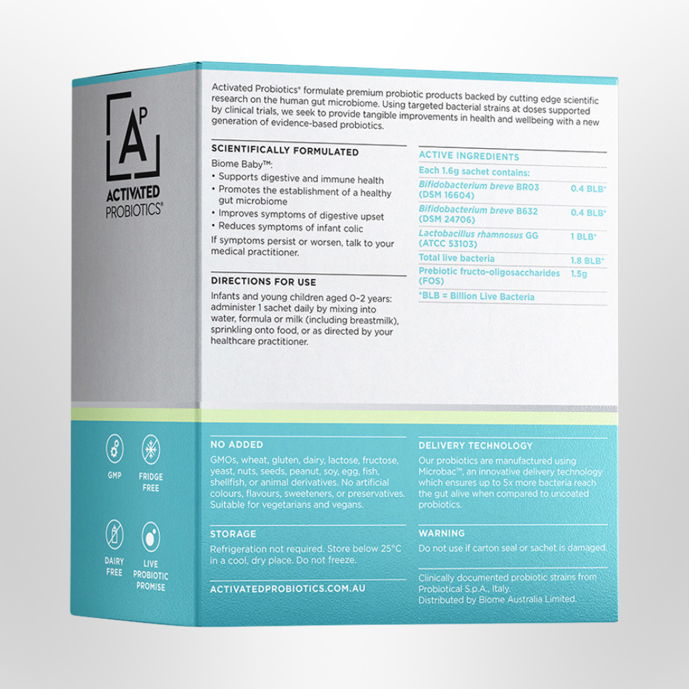 ACTIVATED PROBIOTICS Biome Baby Probiotic Unflavoured Sachets 30pk