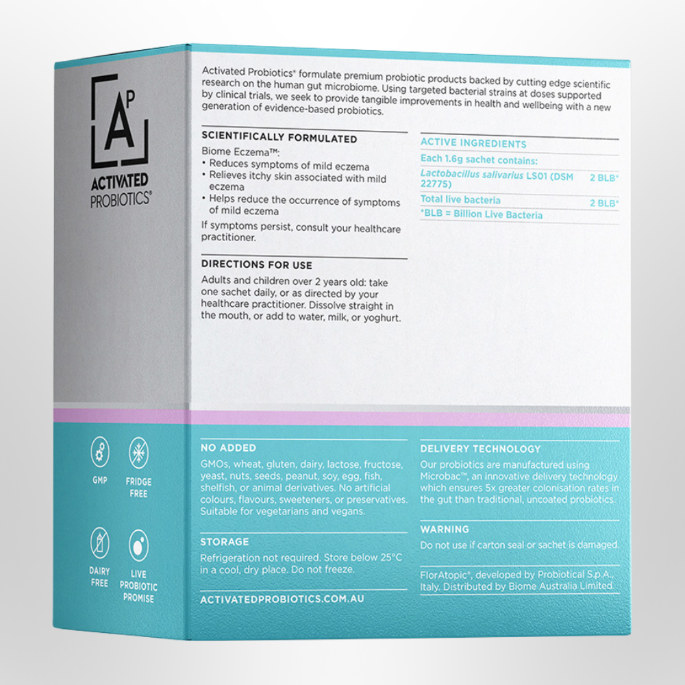 ACTIVATED PROBIOTICS Biome Eczema Probiotic Vanilla Sachets 1.8g x 30 Pack