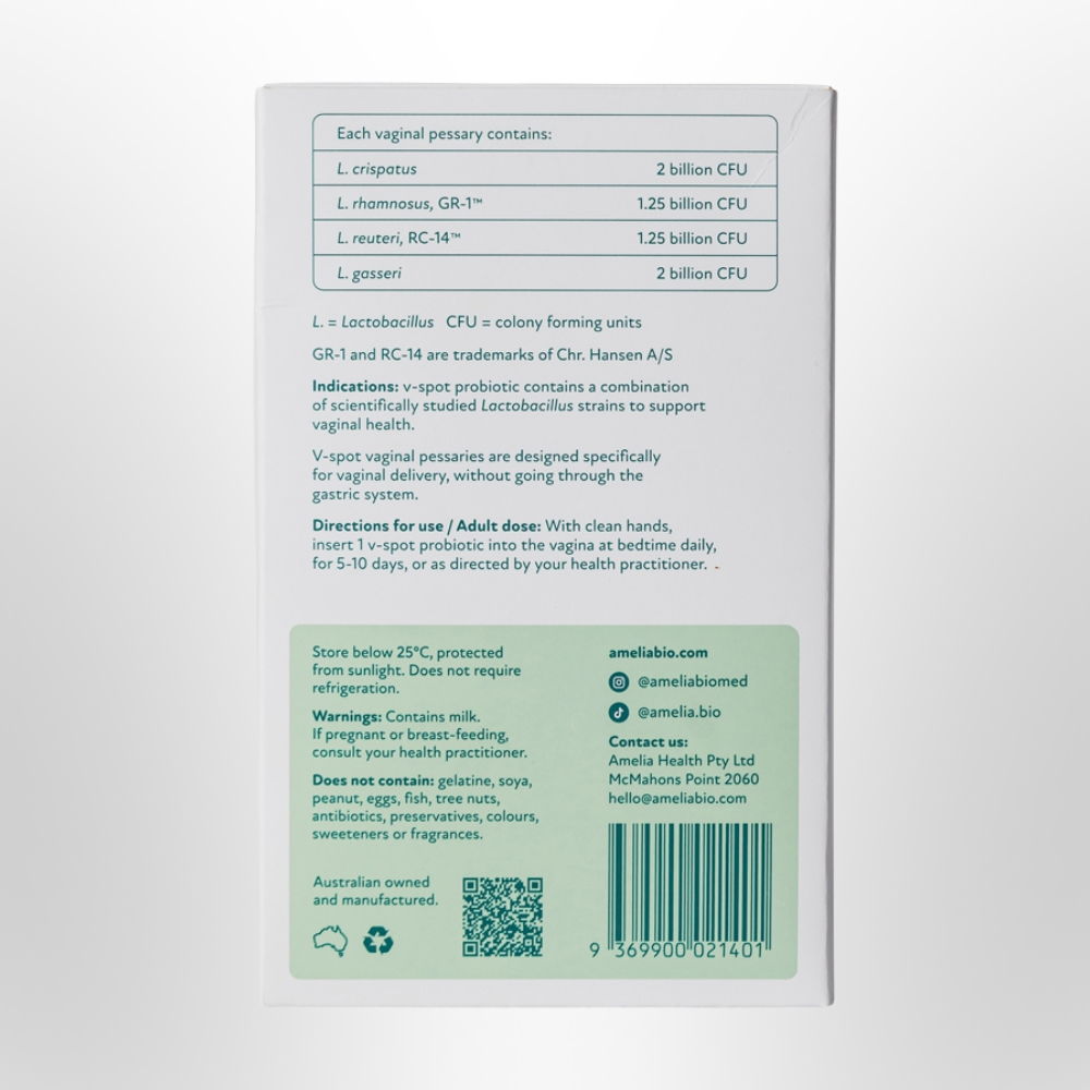 AMELIA V-Spot Probiotic Vaginal Pessaries x 10 Pack
