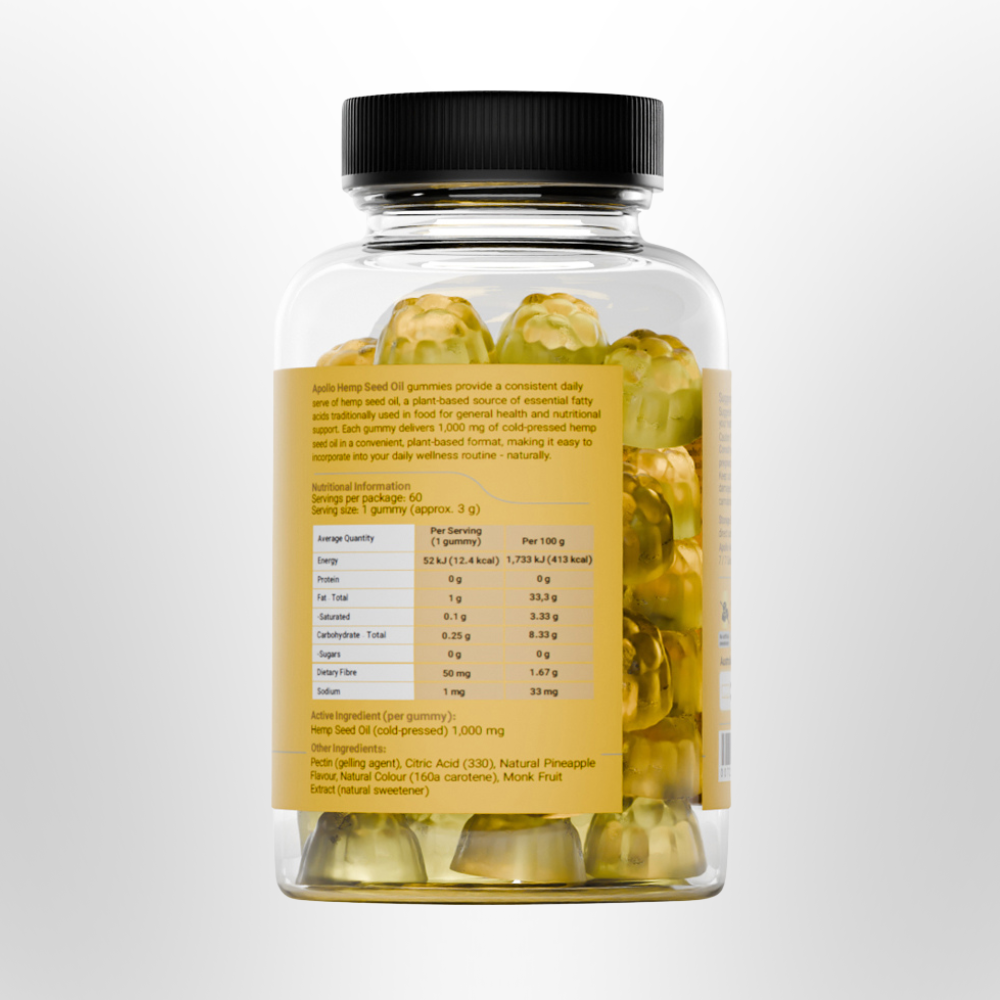 APOLLO Hemp Seed Oil Gummies Pineapple 60 Pack