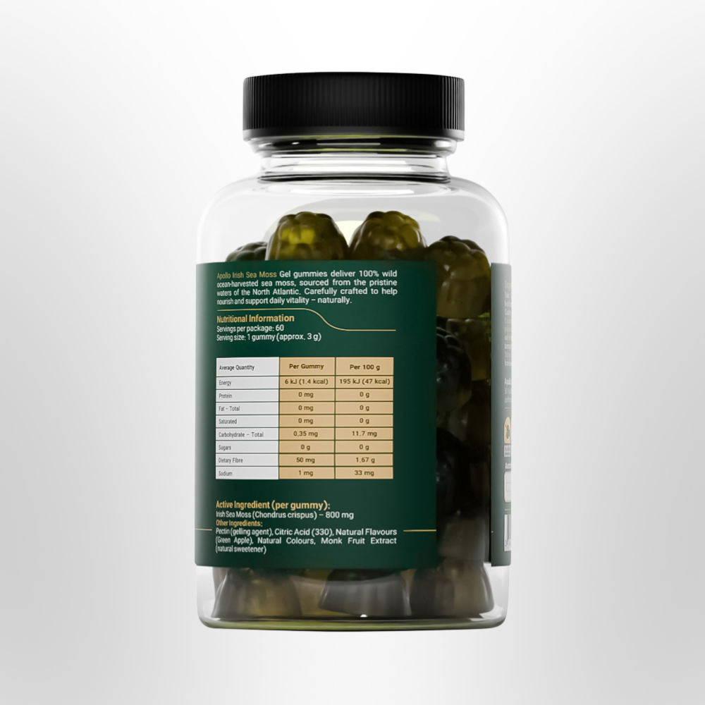 APOLLO Irish Sea Moss Gummies Green Apple 60 Pack