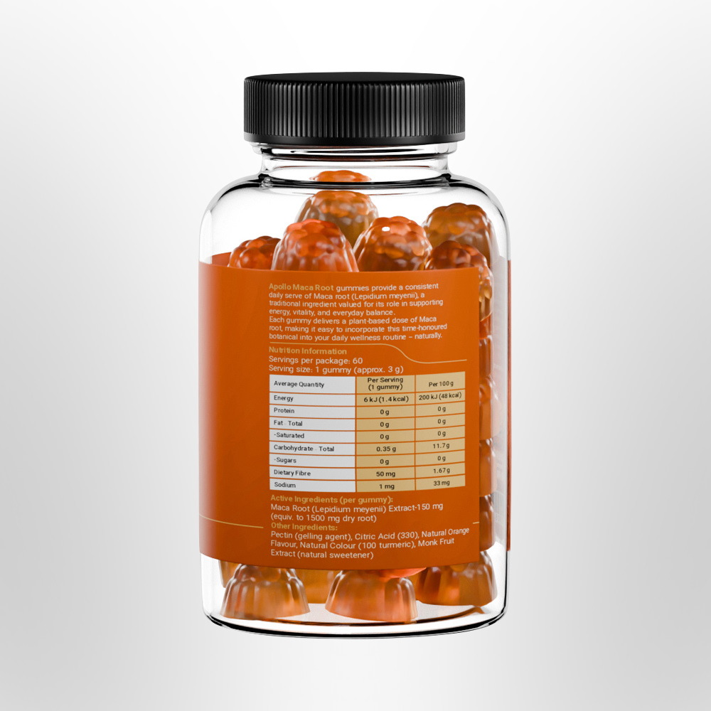 APOLLO Maca Root Gummies Orange 60 Pack