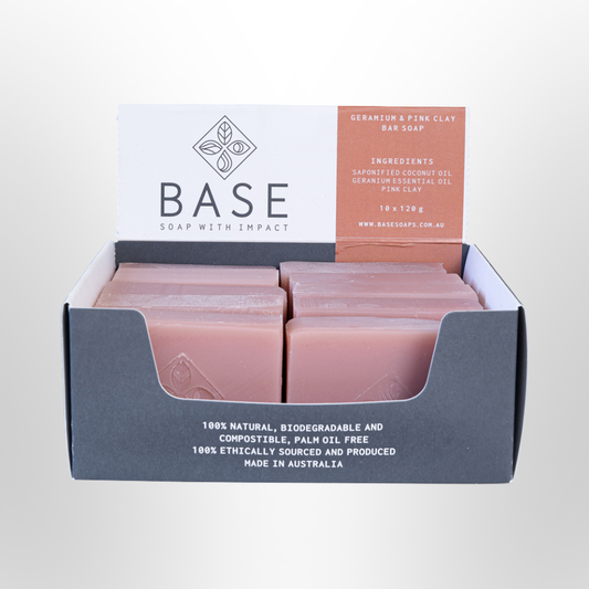 BASE Raw Soap Bar Geranium & Pink Clay 120g