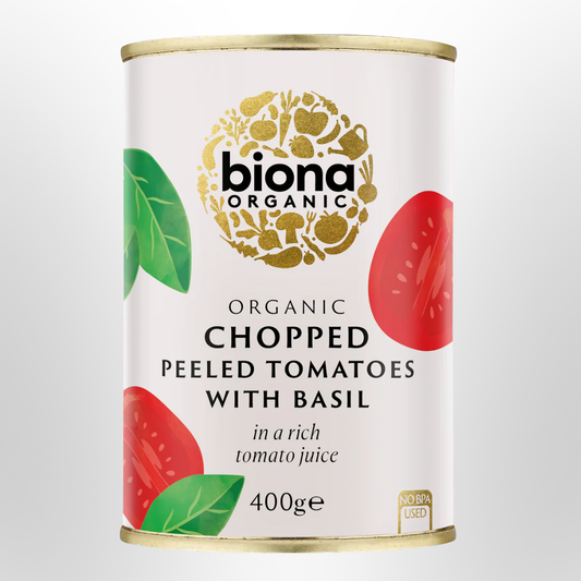 BIONA ORGANIC Chopped Peeled Tomatoes with Basil 400g