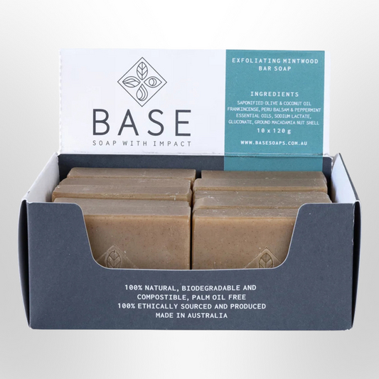 BASE Raw Soap Bar Exfoliating Mintwood 120g