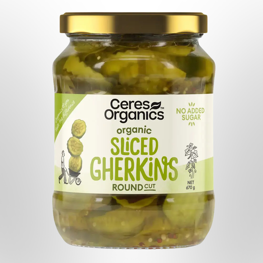 CERES ORGANICS Sliced Gherkins Round Cut 670g