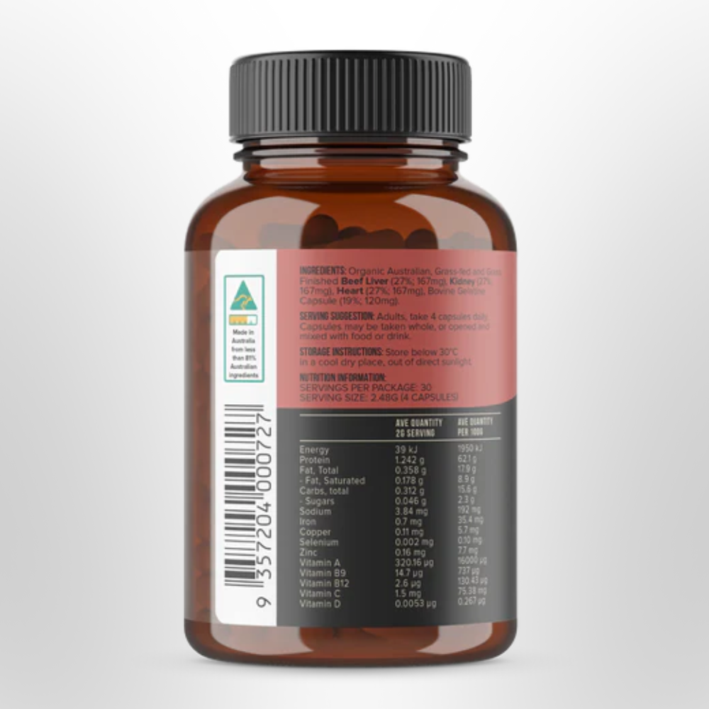 CHIEF Beef Liver Heart & Kidney 120 Caps Organic