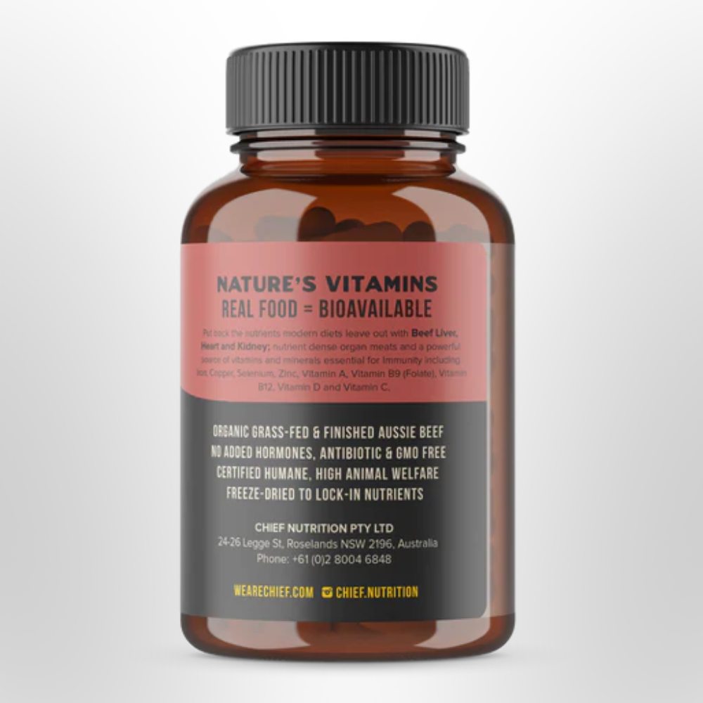 CHIEF Beef Liver Heart & Kidney 120 Caps Organic