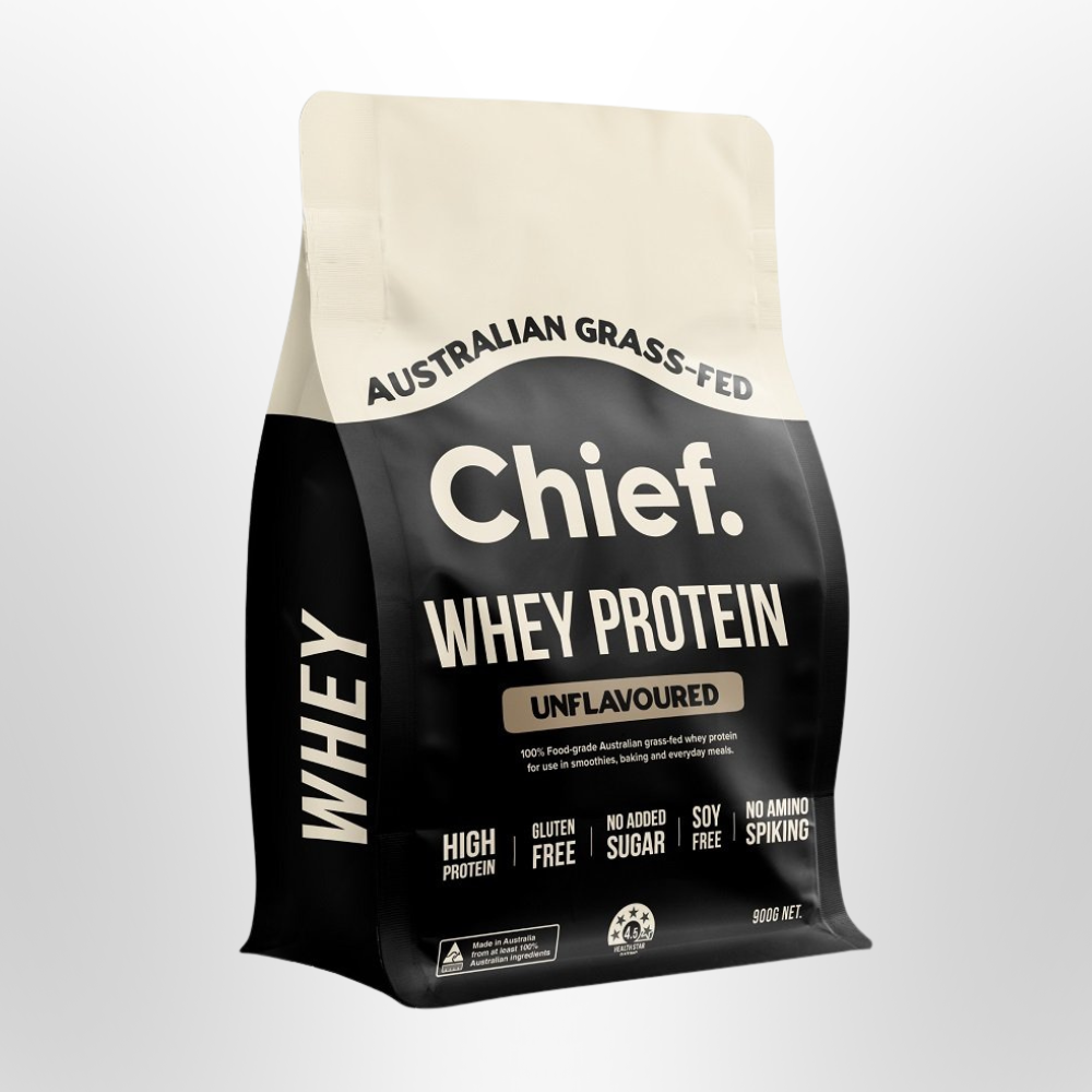 CHIEF Whey Protein Concentrate Smooth Unflavoured 900g | Soltree Wholefoods
