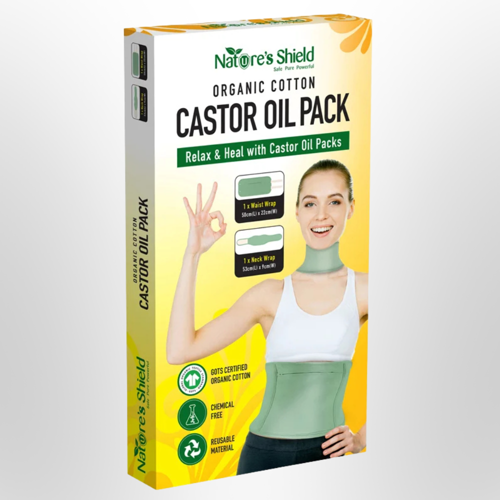 NATURES SHIELD Organic Cotton Castor Oil Pack Waist & Neck Wraps