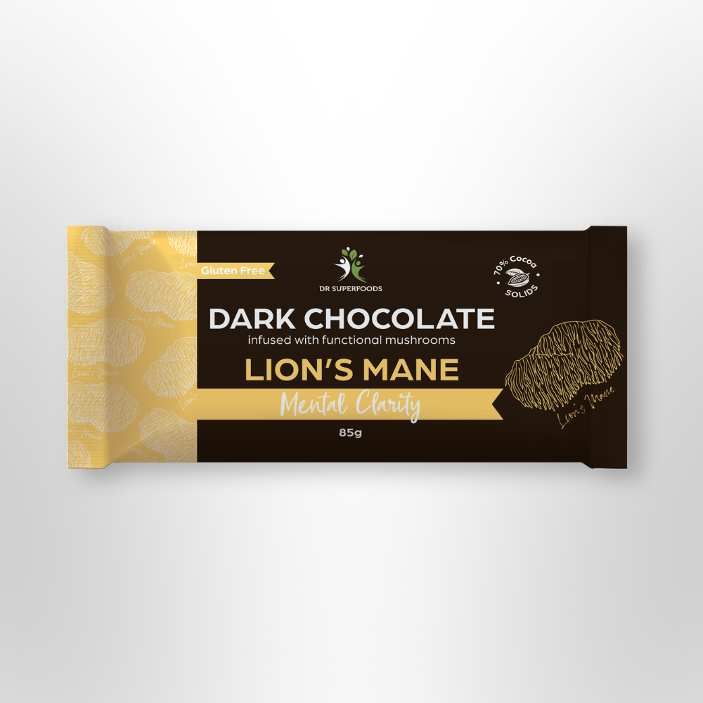 DR SUPERFOODS Dark Chocolate Bar Mental Clarity LIONS MANE 85g