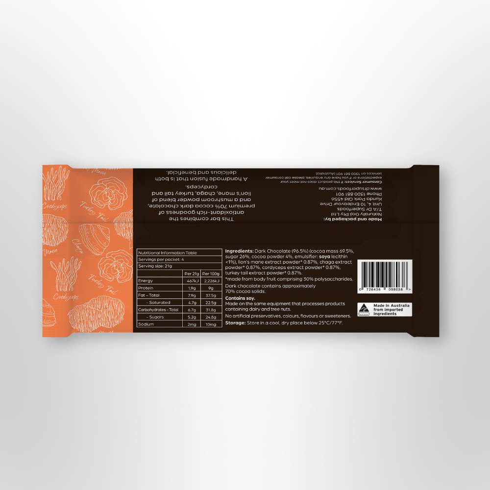 DR SUPERFOODS Dark Chocolate Bar Peak Performance 85g