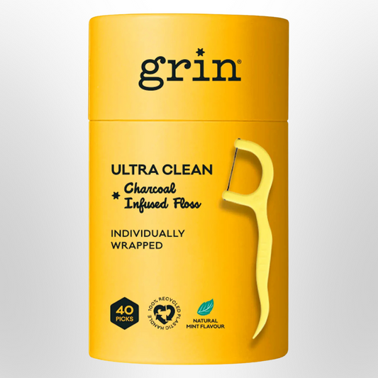 GRIN Charcoal Infused Floss Picks Ultra Clean 40pcs