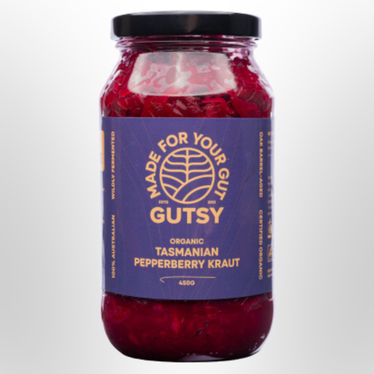 GUTSY Tasmanian Pepperberry Sauerkraut Organic 450g