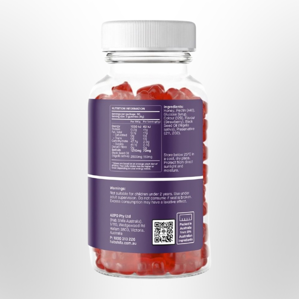 HAB SHIFA Black Seed Oil Gummies (2% TQ+) 60 pk