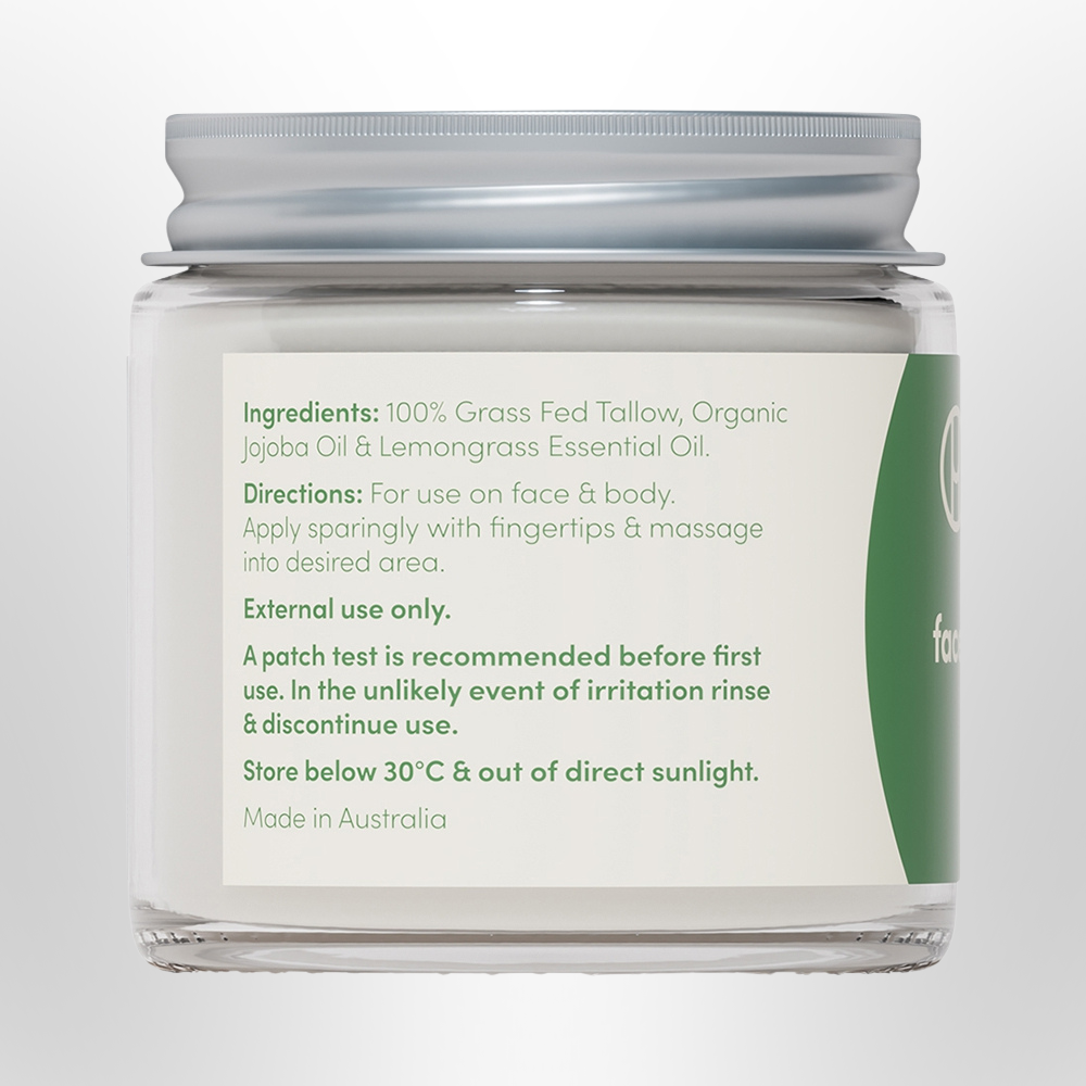 HANDMAID Whipped Tallow Face and Body Balm Lemongrass 80g