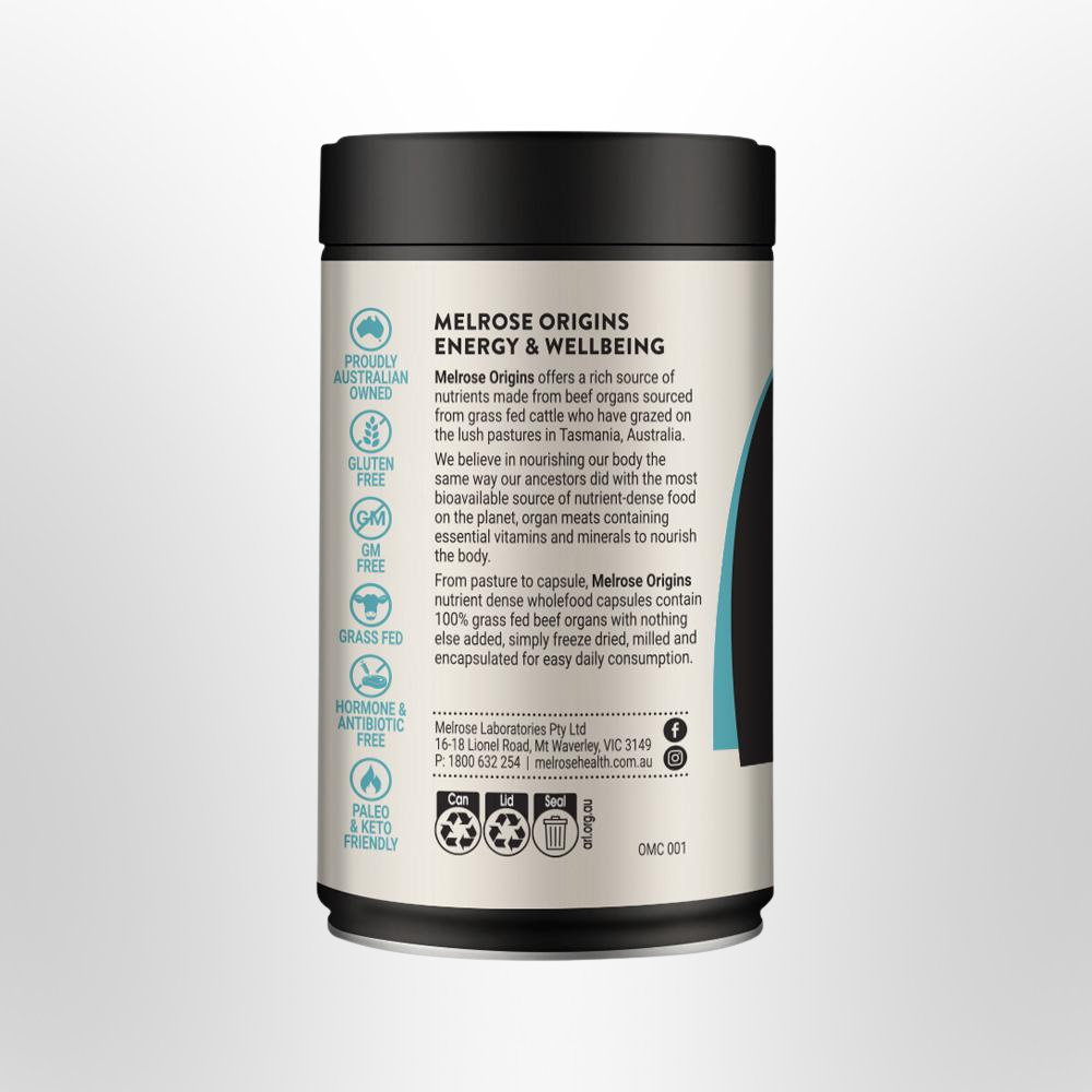 MELROSE Energy & Wellbeing Grass Fed Beef Liver 120 Caps