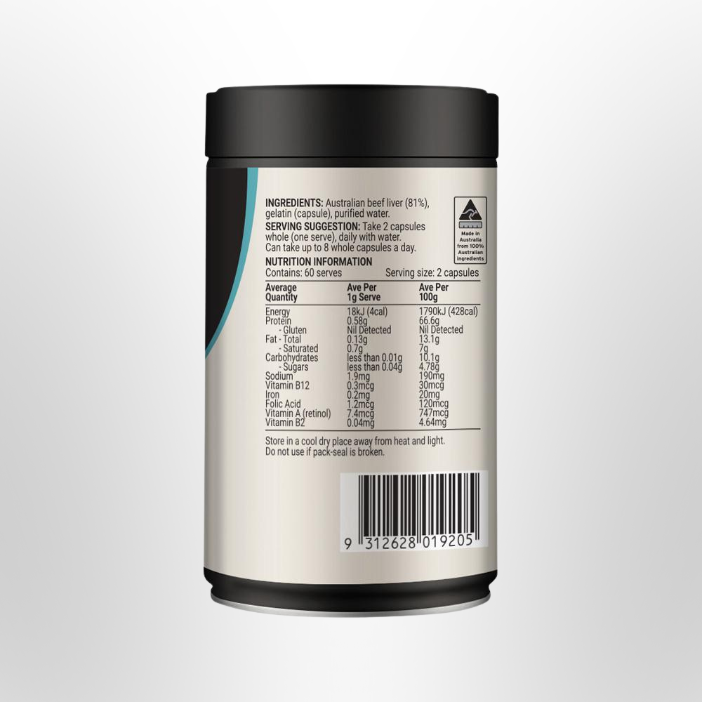 MELROSE Energy & Wellbeing Grass Fed Beef Liver 120 Caps