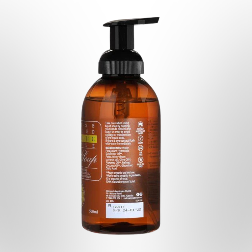 MELROSE Organic Castile Liquid Soap Original Pump 500ml