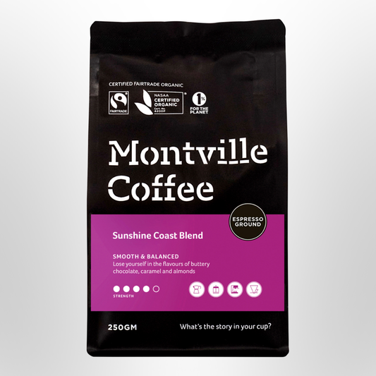 MONTVILLE Ground Espresso Sunshine Coast Coffee Organic 250g